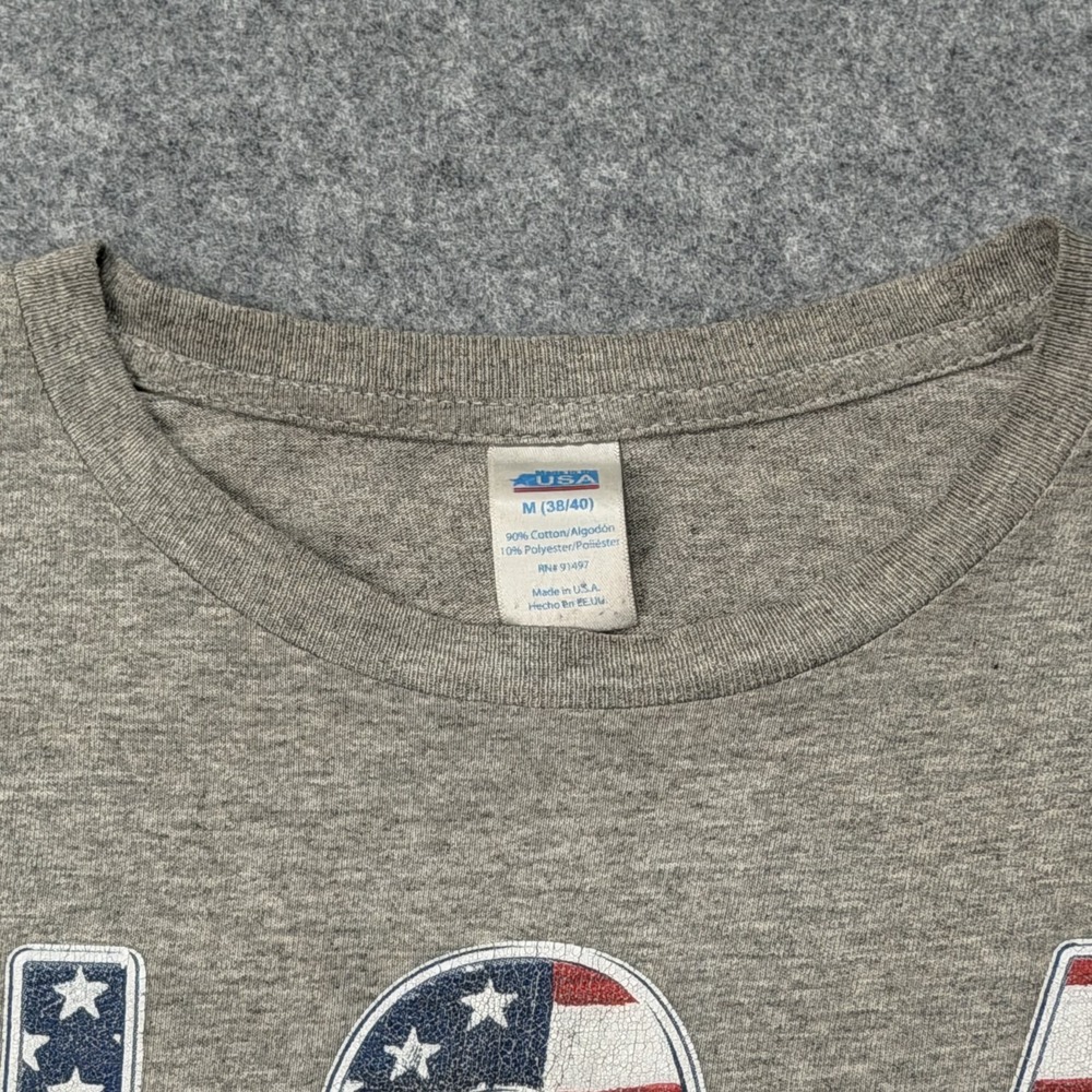 USA Made in America 2016 T-Shirt Men's Medium Gray Cotton Blend Patriotic Flag - Picture 3 of 14